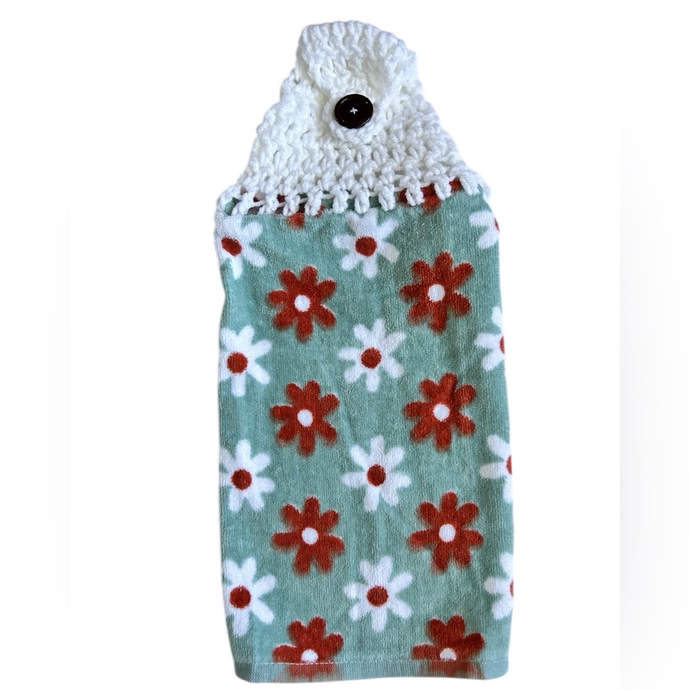 Hand Crafted Colorful Floral Retro Hanging Hand Towel Crochet Top